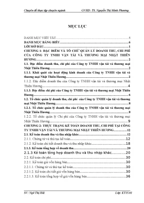 Hoàn thiện kế toán doanh thu chi phí và kết quả kinh doanh tại công ty tnhh vận tải và thương mại nhật thiên hương