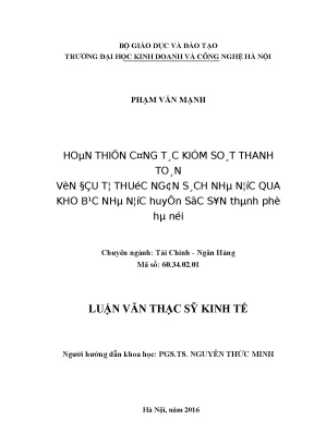 Hoàn thiện công tác kiểm soát thanh toán vốn đầu tư thuộc ngân sách nhà nước qua kho bạc nhà nước huyện sóc sơn thành phố hà nội