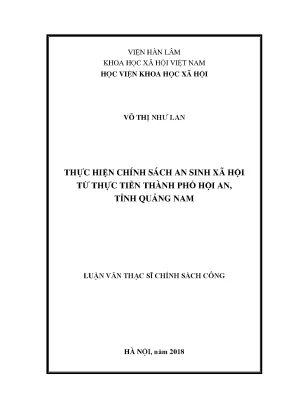 Luận văn thạc sĩ thực hiện chính sách an sinh xã hội từ thực tiễn thành phố hội an tỉnh quảng nam