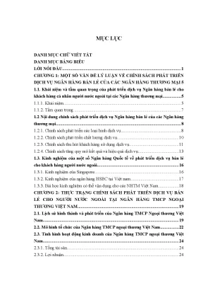Chính sách phát triển dịch vụ ngân hàng bán lẻ cho khách hàng cá nhân người nước ngoài