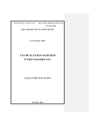 Luận án tiến sĩ vấn đề xuất bản sách dịch ở việt nam hiện nay