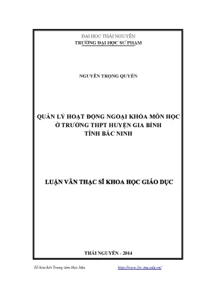 Luận văn thạc sĩ quản lý hoạt động ngoại khóa môn học ở trường thpt huyện gia bình tỉnh bắc ninh