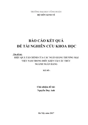 Hiệu quả tài chính của các ngân hàng thương mại việt nam trong điều kiện tái cấu trúc ngành ngân hàng