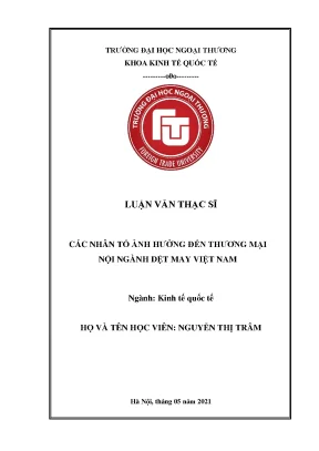 Luận văn thạc sĩ các nhân tố ảnh hưởng đến thương mại nội ngành dệt may việt nam