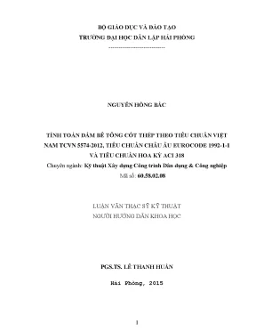 Luận văn thạc sĩ tính toán dầm bê tông cốt thép theo tcvn 5574 2012 tiêu chuẩn châu âu en 1992 1 1 và tiêu chuẩn của hoa kỳ aci 318