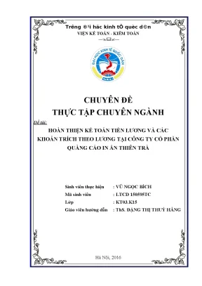 Hoàn thiện kế toán tiền lương và các khoản trích theo lương tại công ty cổ phần quảng cáo in ấn thiên trà