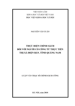 Luận văn thạc sĩ thực hiện chính sách đối với người có công từ thực tiễn thị xã điện bàn tỉnh quảng nam