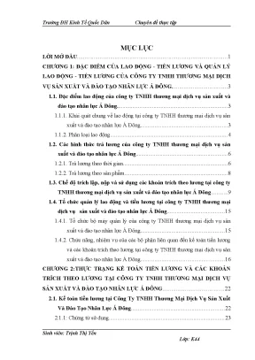 Hoàn thiện kế toán tiền lương và các khoản trích theo lương tại công ty tnhh thương mại dịch vụ sản xuất và đào tạo nhân lực á đông