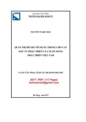 Luận văn thạc sĩ quản trị kinh doanh quản trị rủi ro tín dụng trong cho vay đầu tư phát triển của ngân hàng phát triển việt nam