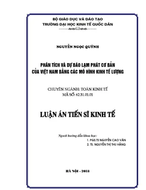 Luận án tiến sĩ phân tích và dự báo lạm phát cơ bản của việt nam bằng các mô hình kinh tế lượng