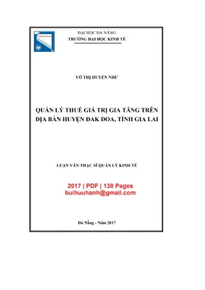 Luận văn thạc sĩ quản trị kinh doanh quản lý thuế giá trị gia tăng trên địa bàn huyện đăk đoa tỉnh gia lai