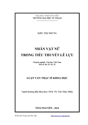 Luận văn thạc sĩ nhân vật nữ trong tiểu thuyết lê lựu