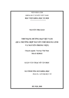Luận văn thạc sĩ thơ mạng đương đại việt nam qua trường hợp nguyễn thế hoàng linh và nguyễn phong việt