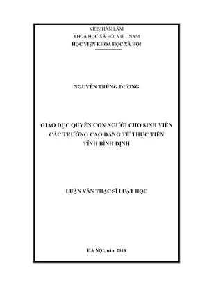 Luận văn thạc sĩ giáo dục quyền con người cho sinh viên các trường cao đẳng từ thực tiễn tỉnh bình định