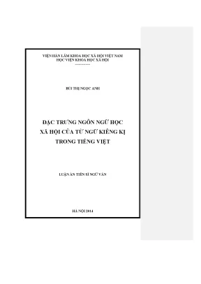 Luận án tiến sĩ đặc trưng ngôn ngữ học xã hội của từ ngữ kiêng kị trong tiếng việt