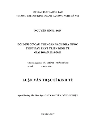 Đổi mới cơ cấu chi ngân sách nhà nước thúc đẩy phát triển kinh tế giai đoạn 2016 2020