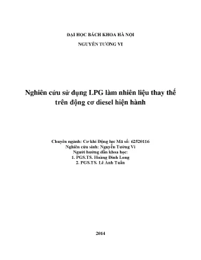 Luận án tiến sĩ nghiên cứu sử dụng lpg làm nhiên liệu thay thế trên động cơ diesel hiện hành