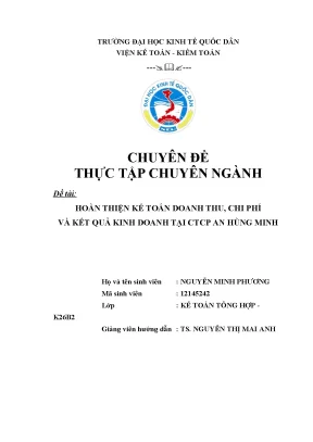 Hoàn thiện kế toán doanh thu chi phí và kết quả kinh doanh tại ctcp an hùng minh