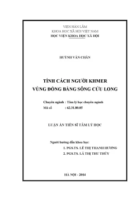 Luận án tiến sĩ tính cách người khmer vùng đồng bằng sông cửu long