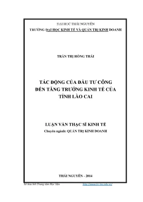 Luận văn thạc sĩ tác động của đầu tư công đến tăng trưởng kinh tế của tỉnh lào cai