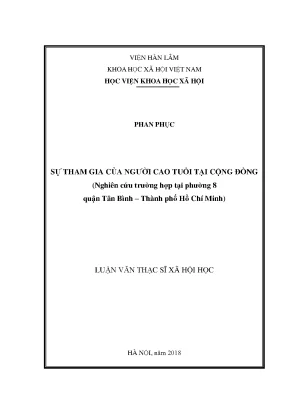 Luận văn thạc sĩ sự tham gia của người cao tuổi tại cộng đồng nghiên cứu trường hợp tại phường 8 quận tân bình thành phố hồ chí minh