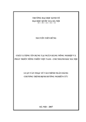 Chất lượng tín dụng tại ngân hàng nông nghiệp và phát triển nông thôn việt nam