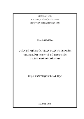 Luận văn thạc sĩ quản lý nhà nước về an toàn thực phẩm trong lĩnh vực y tế từ thực tiễn thành phố hồ chí minh