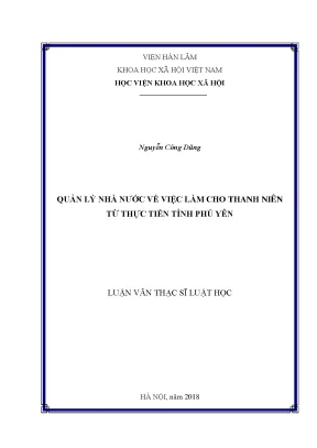 Luận văn thạc sĩ quản lý nhà nước về việc làm cho thanh niên từ thực tiễn tỉnh phú yên