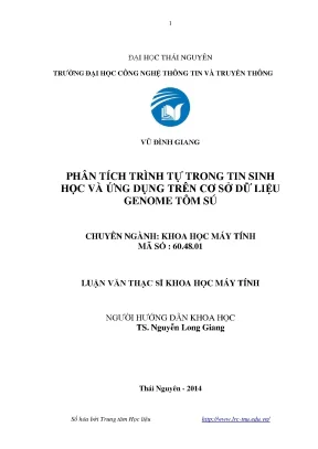 Luận văn thạc sĩ phân tích trình tự trong tin sinh học và ứng dụng trên cơ sở dữ liệu genome tôm sú