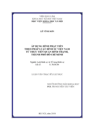Luận văn thạc sĩ áp dụng hình phạt tiền theo pháp luật hình sự việt nam từ thực tiễn quận bình thạnh thành phố hồ chí minh