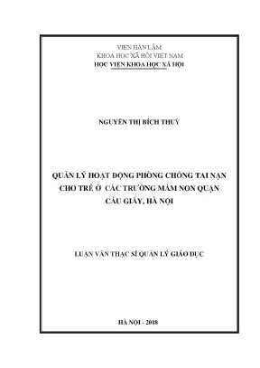 Luận văn thạc sĩ quản lý hoạt động phòng chống tai nạn cho trẻ ở các trường mầm non quận cầu giấy hà nội