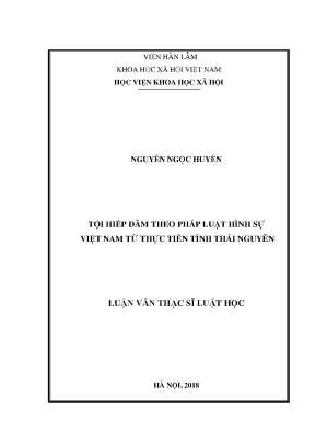 Luận văn thạc sĩ tội hiếp dâm theo pháp luật hình sự việt nam từ thực tiễn tỉnh thái nguyên