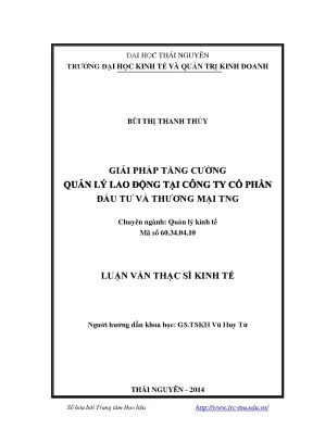 Luận văn thạc sĩ giải pháp tăng cường quản lý lao động tại công ty cổ phần đầu tư và thương mại tng
