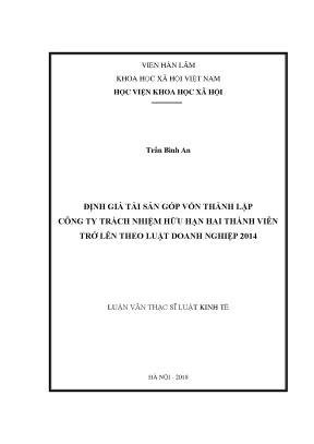 Luận văn thạc sĩ định giá tài sản góp vốn thành lập công ty trách nhiệm hữu hạn hai thành viên trở lên theo luật doanh nghiệp 2014
