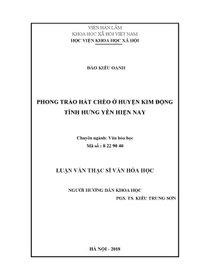 Luận văn thạc sĩ phong trào hát chèo ở huyện kim động tỉnh hưng yên hiện nay