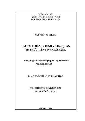 Luận văn thạc sĩ cải cách hành chính về hải quan từ thực tiễn tỉnh cao bằng