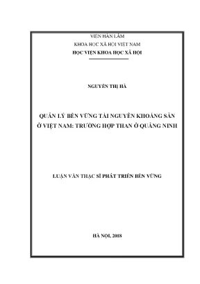 Luận văn thạc sĩ quản lý bền vững tài nguyên khoáng sản ở việt nam trường hợp than ở quảng ninh