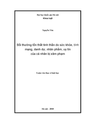 Bồi thường tổn thất tinh thần do sức khỏe tính mạng danh dự nhân phẩm uy tín của cá nhân bị xâm phạm 6833533