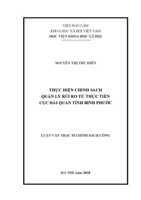 Luận văn thạc sĩ thực hiện chính sách quản lý rủi ro từ thực tiễn cục hải quan tỉnh bình phước