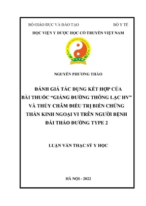 Luận văn thạc sĩ đánh giá tác dụng kết hợp của bài thuốc giáng đường thông lạc hv và thủy châm điều trị biến chứng thần kinh ngoại vi trên người bệnh đái tháo đường type 2