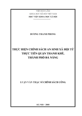 Luận văn thạc sĩ thực hiện chính sách an sinh xã hội từ thực tiễn quận thanh khê thành phố đà nẵng