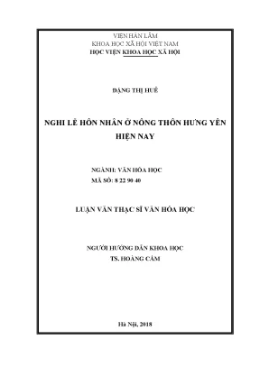 Luận văn thạc sĩ nghi lễ hôn nhân ở nông thôn hưng yên hiện nay