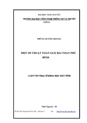 Luận văn thạc sĩ một số thuật toán giải bài toán phủ đỉnh