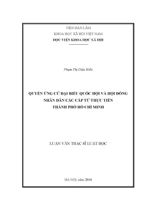 Luận văn thạc sĩ quyền ứng cử đbqh và hđnd các cấp từ thực tiễn thành phố hồ chí minh