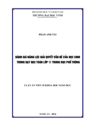 Luận án tiến sĩ đánh giá năng lực giải quyết vấn đề của học sinh trong dạy học toán lớp 11 trung học phổ thông