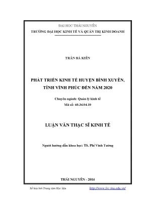 Luận văn thạc sĩ phát triển kinh tế huyện bình xuyên tỉnh vĩnh phúc đến năm 2020