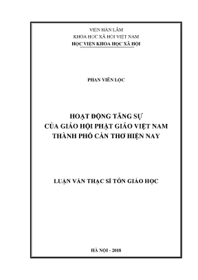 Luận văn thạc sĩ hoạt động tăng sự của giáo hội phật giáo việt nam thành phố cần thơ hiện nay