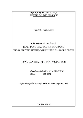 Các biện pháp quản lý hoạt động giáo dục kỹ năng sống trong trường tiểu học quận hồng bàng hải phòng 6833438