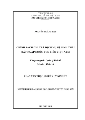 Luận văn thạc sĩ chính sách chi trả dịch vụ hệ sinh thái đất ngập nước ven biển việt nam