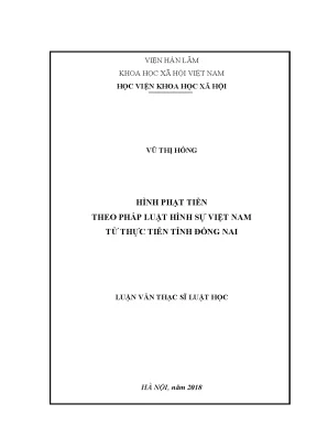 Luận văn thạc sĩ hình phạt tiền theo pháp luật hình sự việt nam từ thực tiễn tỉnh đồng nai